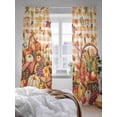 thumbnail image 3 of Sheer Curtains 84 inches Long, Thanksgiving Country Fall Leaves Food Yellow Stripes Texture Light Filtering Sheer Window Curtains Rod Pocket Voile Drapes for Bedroom Living Room, 52"W x 84"L 2 Panels, 3 of 7