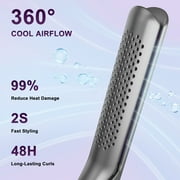 NEXPURE Airflow Styler Curling Iron, Flat Iron Hair Straightener and Curler 2 in 1, Ionic Curling Wand with 360°Cool Air Lock in Styling,5 Temps & Anti-Scald, Purple