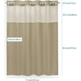 thumbnail image 2 of Zrodlmo No Hook Fabric Shower Curtain with Snap Lining, Waffle Waterproof and Mildew Resistant Bathroom Curtain, 72" x 74", Khaki, 2 of 9