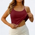 thumbnail image 2 of HAYIMI Women Spaghetti Strap Built In Bra Camisole Tank Tops For Seamless Comfort Stretch Sleeveless With Removable Padding And Backless Design Summer Round Neck Solid Color Boho Vests, 2 of 4