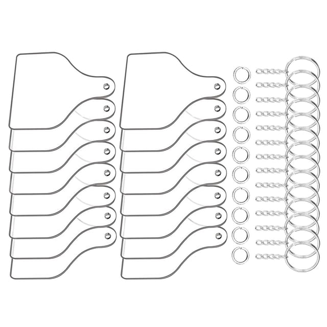 Kit de 30 llaveros transparentes en blanco, 30 llaveros con adornos para bricolaje tablero en blanco