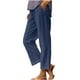 thumbnail image 5 of Karight Cotton Linen Pants for Women Summer High Waist Elastic Straight Leg Pant Casual Loose Solid Lightweight Beach Trousers, 5 of 9