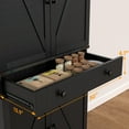 thumbnail image 6 of UPGO 72" Tall Farmhouse Kitchen Pantry Cabinet, Large Storage Cabinet with 6 Adjustable Shelves, 4 Barn Doors & Drawer for Bathroom, Dining Room, Black, 6 of 21