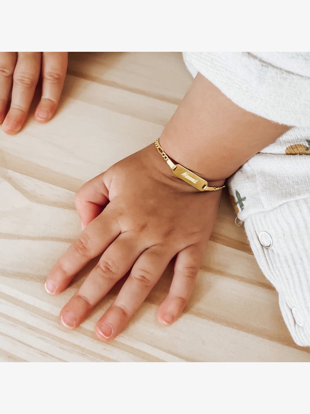 Engravable ID Figaro 5.5" Baby/Toddler/Kids Bracelet - 14k Gold