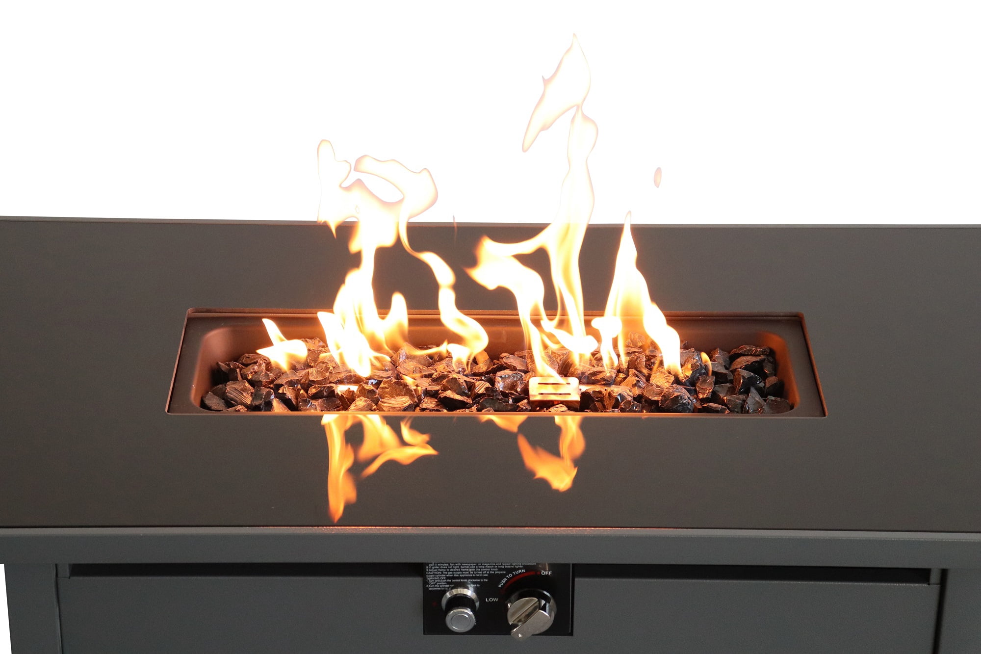Tabletop Heater, 43" Smoked Glass Metal Rectangle Fire Pit, Gray Patio Heater,Stainless Steel Outdoor Heater For Deck, Garden & Outdoor Heating