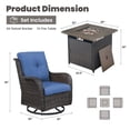 thumbnail image 6 of POCASSY Patio Furniture Set with 30" Propane Fire Pit Table, Patio Swivel Rocking Glider Chairs Set of 4 with Brown Wicker and Square Firepit Table for Garden Balcony Porch - Brown/Blue, 6 of 13
