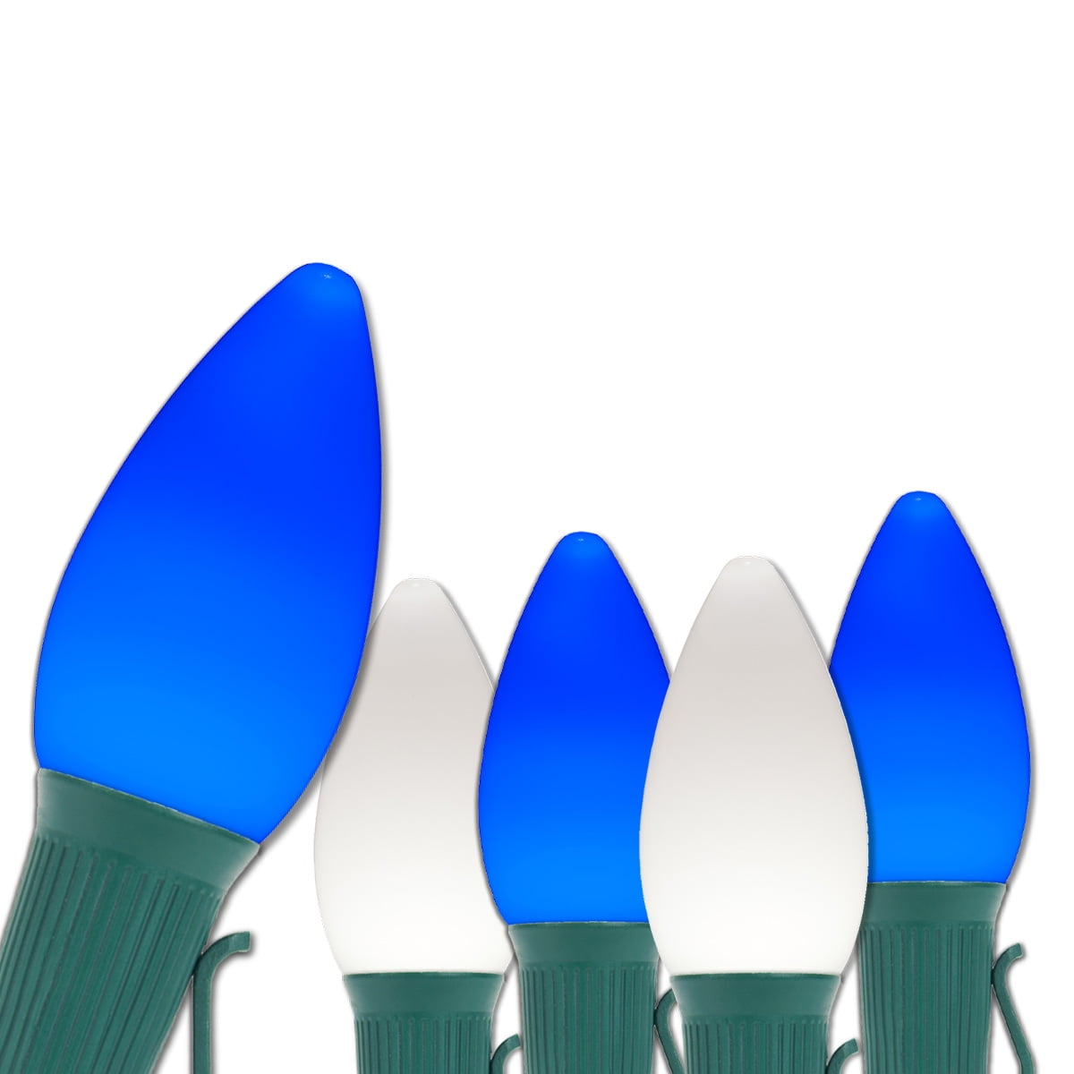 Opticore LED C9 Smooth CeramicStyle Blue and White Christmas Lights with Shatterproof Christmas