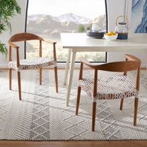 SAFAVIEH Juneau Modern Leather Woven Accent Chair, Natural/White