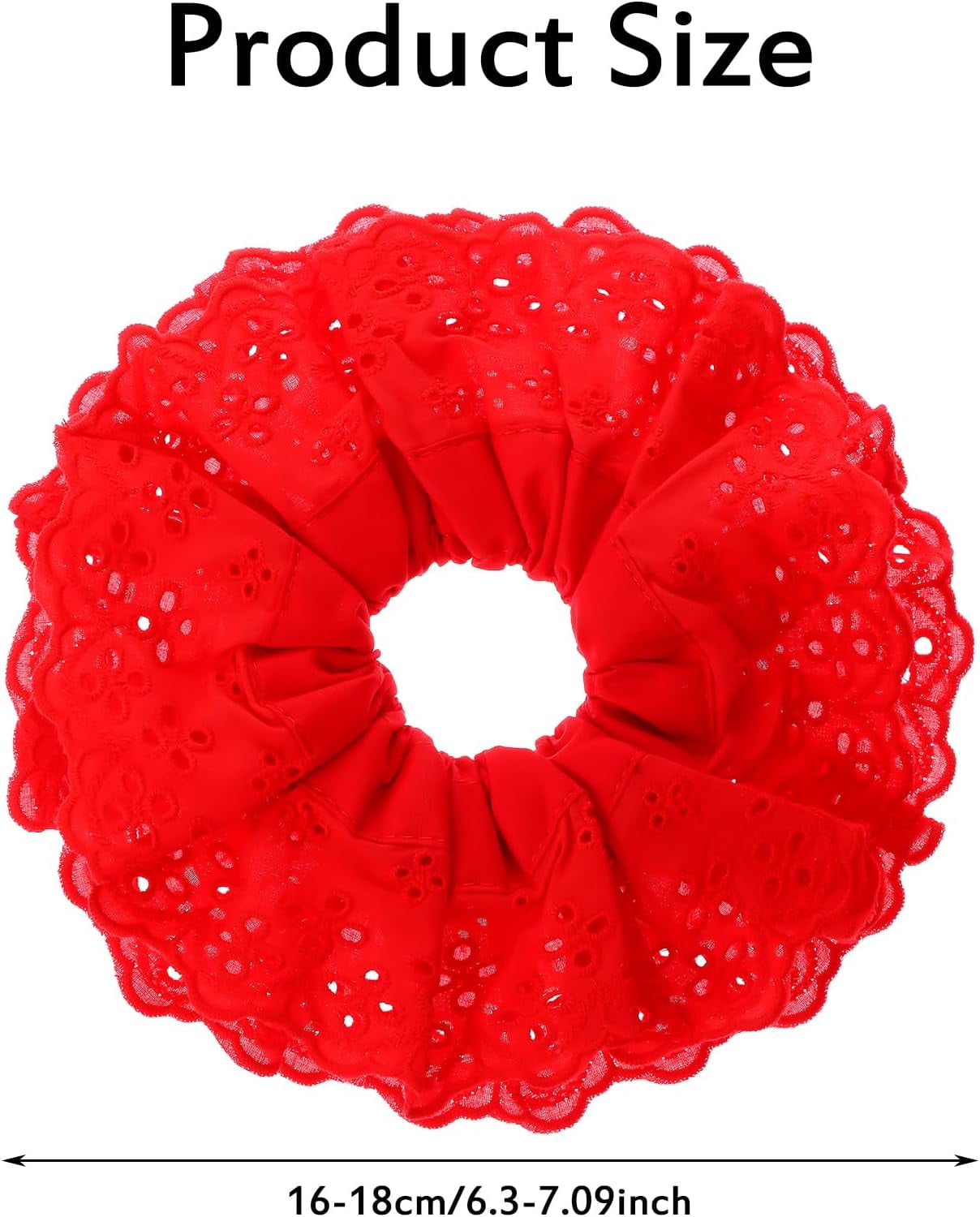 1 Pack Red Lace Scrunchies For Women Elegant Hair Ties Soft Hair Bands With Lace Detailing Hair Scrunchies Ponytail Holder Accessories With Extra Volume Stylish Updos (Red)