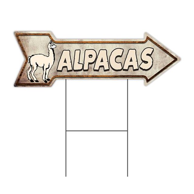 SignMission C-ARROW10-999987 10 x 30 in. Corrugated Plastic Single Sided Arrow Sign - Alpacas
