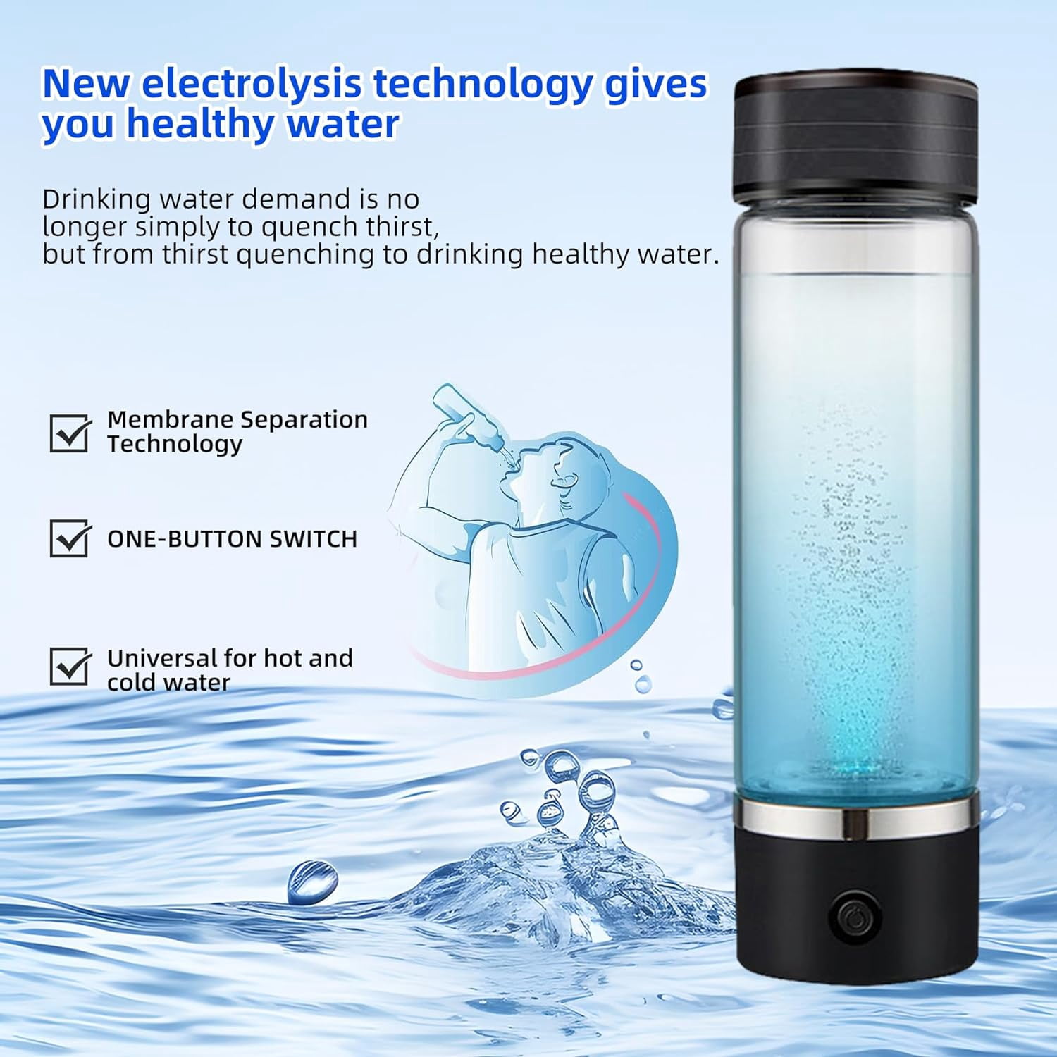 ZoJio SPE and PEM Technology 420 ml Borosilicate Glass Water Bottle