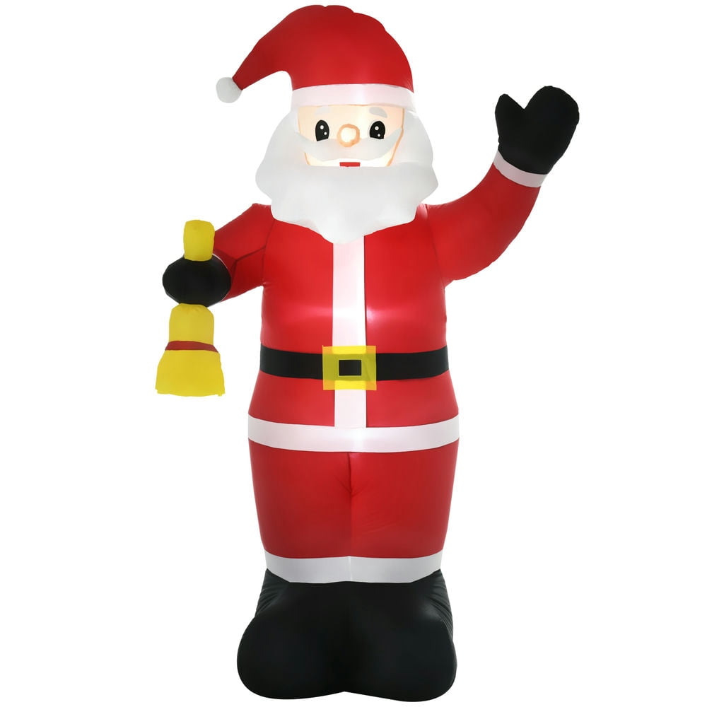 Hommoo Decorations,8ft Christmas Inflatable Santa Claus Ringing Bell, Outdoor Blow-Up Yard Decoration with LED Lights Display,Red