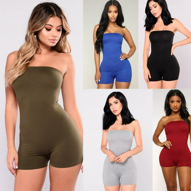 Combinaison Tube pour Femmes, Barboteuse Courte, Haut Sans Manches, Blouse Extensible, Justaucorps pour Femme
