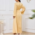 thumbnail image 4 of ICHUANYI Womens Muslim Dress Solid V Neck Long Sleeve Dress Full Length Daily Casual Dress, 4 of 7