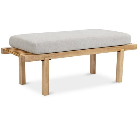 Meridian Furniture Naya Cream Chenille Fabric Bench