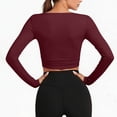 thumbnail image 7 of Staron Women's Short Sleeve Wrap Cardigan Yoga Cover Up Casual Cropped Top with Hood Comfortable Sports Leisure Tops, Wine M, 7 of 7