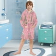 thumbnail image 5 of FORMRS Niños Bathrobe Unisex Hooded Robe Soft Plush Pajamas Sleepwear, Size 7-9T, Pink Gingerbread House, 5 of 7