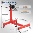 thumbnail image 2 of Support de Moteur 1300 1500 2000 Lb avec Tête Rotative à 360 Degrés, 4 Bras Réglables et 4 Roulettes, Support de Moteur en Acier Robuste pour l'Entretien des Véhicules et la Réparation Automobile, Rouge, 2 of 7