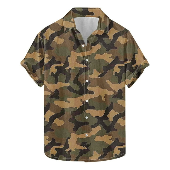 Txeol Mens Hawaiian Shirt Short Sleeve Casual Button Down Tropical Summer Beach Aloha Shirts Daily Deals,Camouflage,XXL