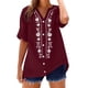 thumbnail image 1 of Camisetas de Cuello en V de Manga Corta para las Mujeres Casual Suelto Cuello Redondo Blusa de Verano Camisetas Cuello en V de las Mujeres, 1 of 7