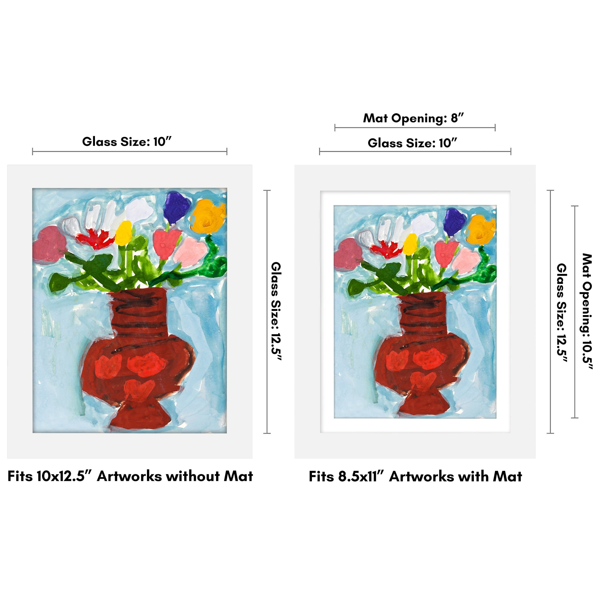 Americanflat 8.5x11 Kids Art Frame Holds 100 Art Pieces Magnetic Letter Size Display Mini - White