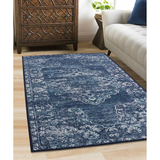 RugSmith Modena Denim Distressed Vintage Inspired Area Rug, 3' x 5
