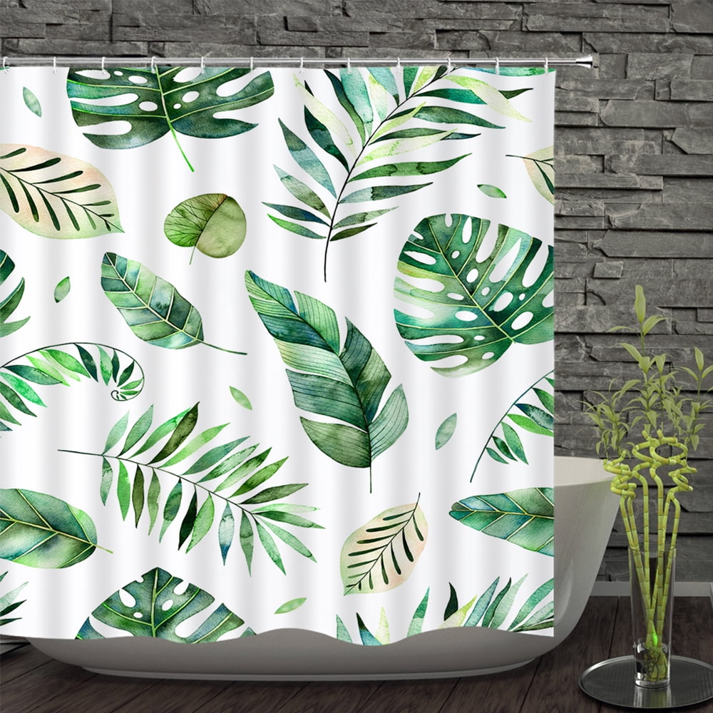 Shower Curtain Leaves Decorative Bath Curtains Waterproof Polyester