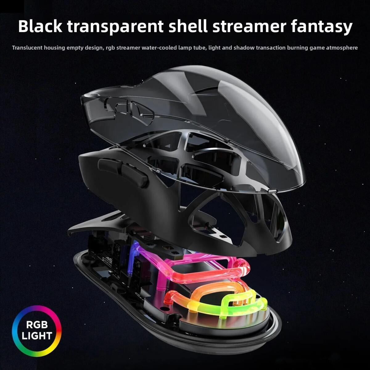 RGB Glowing Transparent Lightweight Wireless Bluetooth Tri-mode Esport Mouse Ergonomics Hollow out Mause For PC Laptop Computer