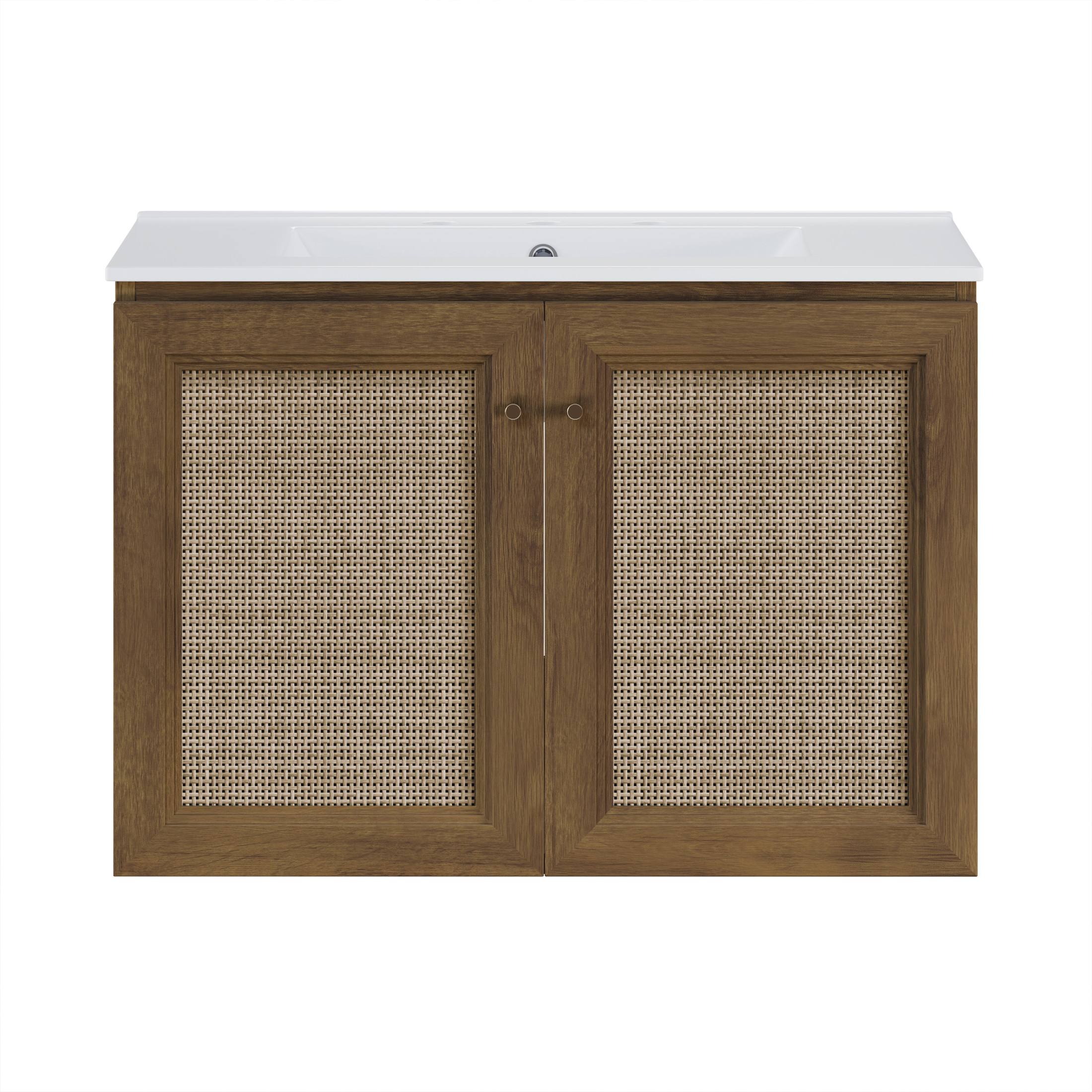 Classe 30" Wall-Mounted Bathroom Vanity in Brown Oak with Widespread Faucet Holes Vanity Top
