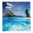 thumbnail image 3 of Ambesonne Turquoise Shower Curtain, Ocean Mountain Palms, 69"Wx70"L, Turquoise Green, 3 of 5