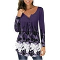 thumbnail image 2 of Pntutb Mujeres Moda Impreso Casual Cuello en V Manga larga Botón suelto Camiseta Blusa tops Pntutb Pntutb-4371, 2 of 5