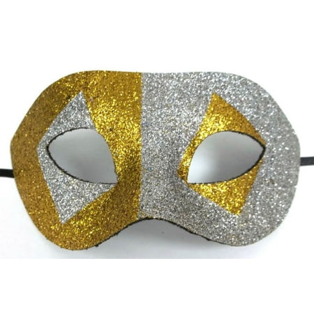 Gold Silver Glitter Diamond Wide Masquerade Mask Dance Ball Men