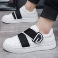 thumbnail image 2 of Men's Chunky Heel White Sneakers - All-Season Casual Sneakers for Gym, Office, Casual Attire - Round Toe Comfortable White . PU Upper & Cushioning, Low-Top Lace-Up Origami-Style Foldable Shoe Design, 2 of 5