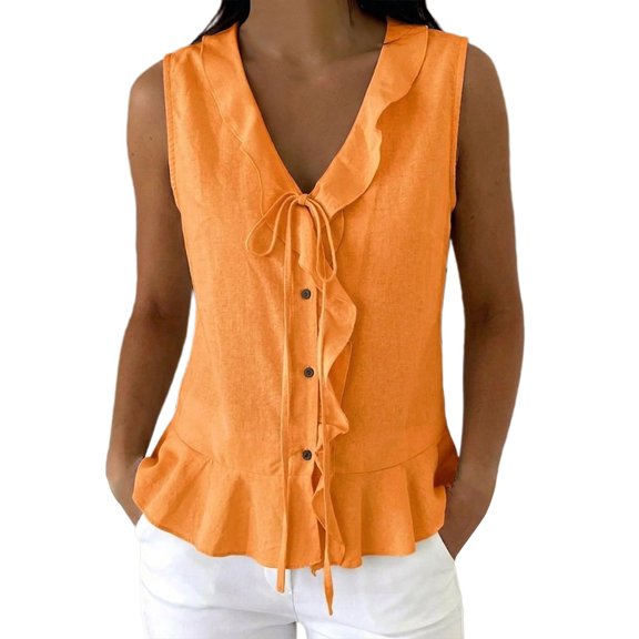 Tank Top for Women Sleeveless V Neck Button Front Blouse with Relaxed Shape for Work And Weekend Outfits Women's Tanks