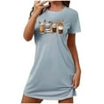 thumbnail image 2 of FDGIU Women's Cute Pajama Dress - Funny Printed Sleepshirt Short Sleeve, Loose Fit Nightgown & Loungewear, 2 of 5