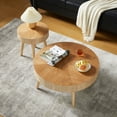 thumbnail image 6 of YOCWO 2-Piece Modern Round Coffee Table Set for Living Room, Faux Wood End Table, Natural, 29.13" D * 14.17" H, 15.75" D * 17.71" H, 6 of 10