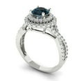 thumbnail image 2 of Halo Engagement Ring for Women - 1.3125ct Natural London Blue Topaz in 18K White Gold Promise Ring, 2 of 6