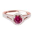 thumbnail image 2 of Aonejewelry 1.15 Ct. Ttw Split Shank Diamond and Created Ruby Ring In 14k Rose Gold, 2 of 4