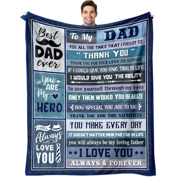 Christmas Dad Gifts from Daughter Son, Xmas Gifts for Dad from Daughter Son, Best Dad Ever Gifts, Dad Birthday Gifts from Daughter, Birthday Gifts for Father from Daughter Blanket 60x50 Inch