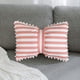 thumbnail image 5 of Almohada lumbar de terciopelo a rayas con lazo desmontable | Cojín decorativo de 50 x 33 cm para sofá, cama y oficina | Funda y relleno extraíbles, 5 of 6