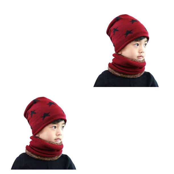 Minnieouse Sombrero de invierno para niños Kit de calentador de cuello para niños Estrella de cinco puntas Ciclismo de pesca Type3 NO3