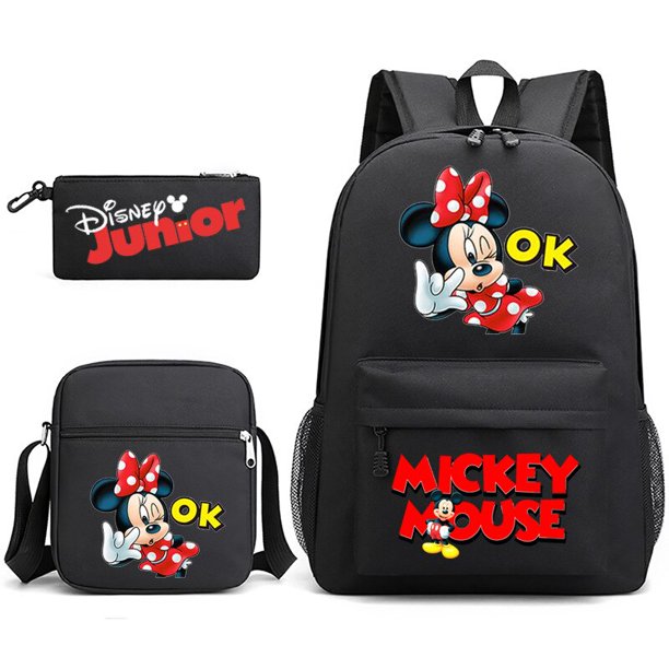 Mochila de Mickey Mouse de Disney, conjunto de tres piezas, mochila escolar impermeable, bolsa de cuidado portátil de gran capacidad zhangyuxiang unisex