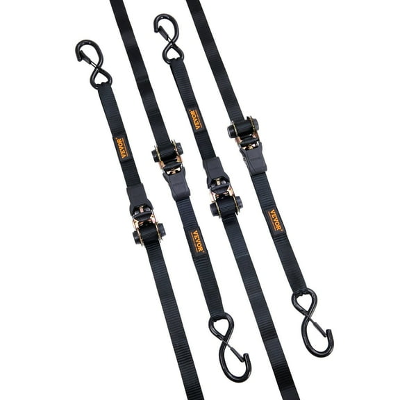 Ratchet Tie Down Straps 4-Pack, 2200 LB Break Strength, 1" x 15' Heavy-Duty Straps with Padded Handles for Securing Motorcycles, Appliances, Cargo