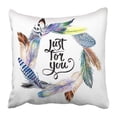 thumbnail image 1 of BOSDECO Colorful Boho Watercolor Bird Feather Wreath From Wing Aquarelle for Pattern Border Drawing Award Pillowcase 16x16 inch, 1 of 1