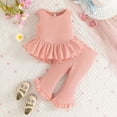 thumbnail image 2 of Siilsaa Outfit Toddler Girl Girl's Two Piece Outfits Summer Tops Short Sleeve Graphic Tee and Pants Sets Pink,9M, 2 of 5