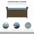 thumbnail image 5 of Patio Furniture Sets Outsunny 27 Gallon Patio Wicker Storage Bench, Outdoor PE Rattan Patio Furniture, 2-In-1 Large Capacity Rectangle Garden Storage Box with Handles and Cushion, Dark Blue,Outdoor D, 5 of 9
