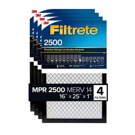 3M 2500 Series Filtrete 1  Filter  16 x 25 x 1 (Pack of 4)