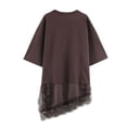 thumbnail image 3 of Trendfront Womens Summer Crew Neck Short Sleeve Tops Openwork Detail Patchwork Tees Solid Color Plain Style T-Shirts, 3 of 3