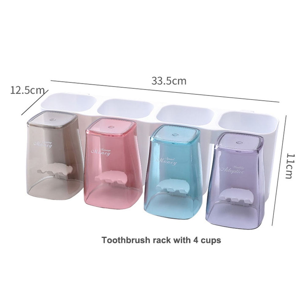 Wall Mounted Toothbrush Toiletries Holder with Cups & Toothpaste