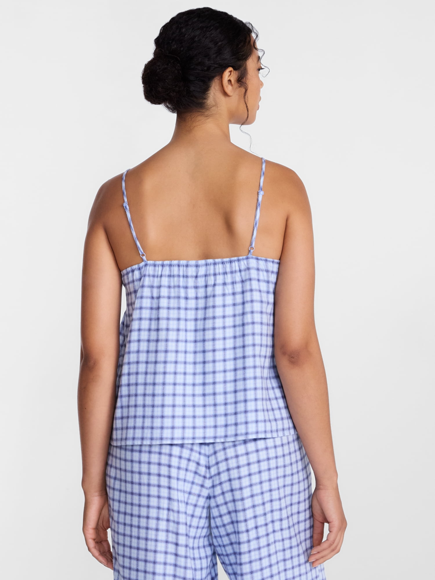 Joyspun Women's Flannel Cami w/ Self Ruffle Sleep Top, Sizes XS to 3X